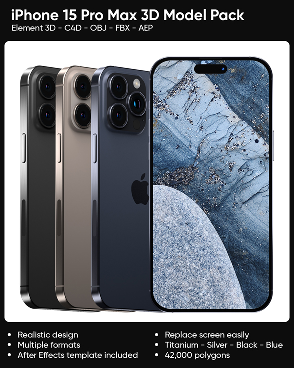 Element 3D iPhone 15 - iPhone 15 Pro - iPhone 15 Pro Max Full Pack - 1