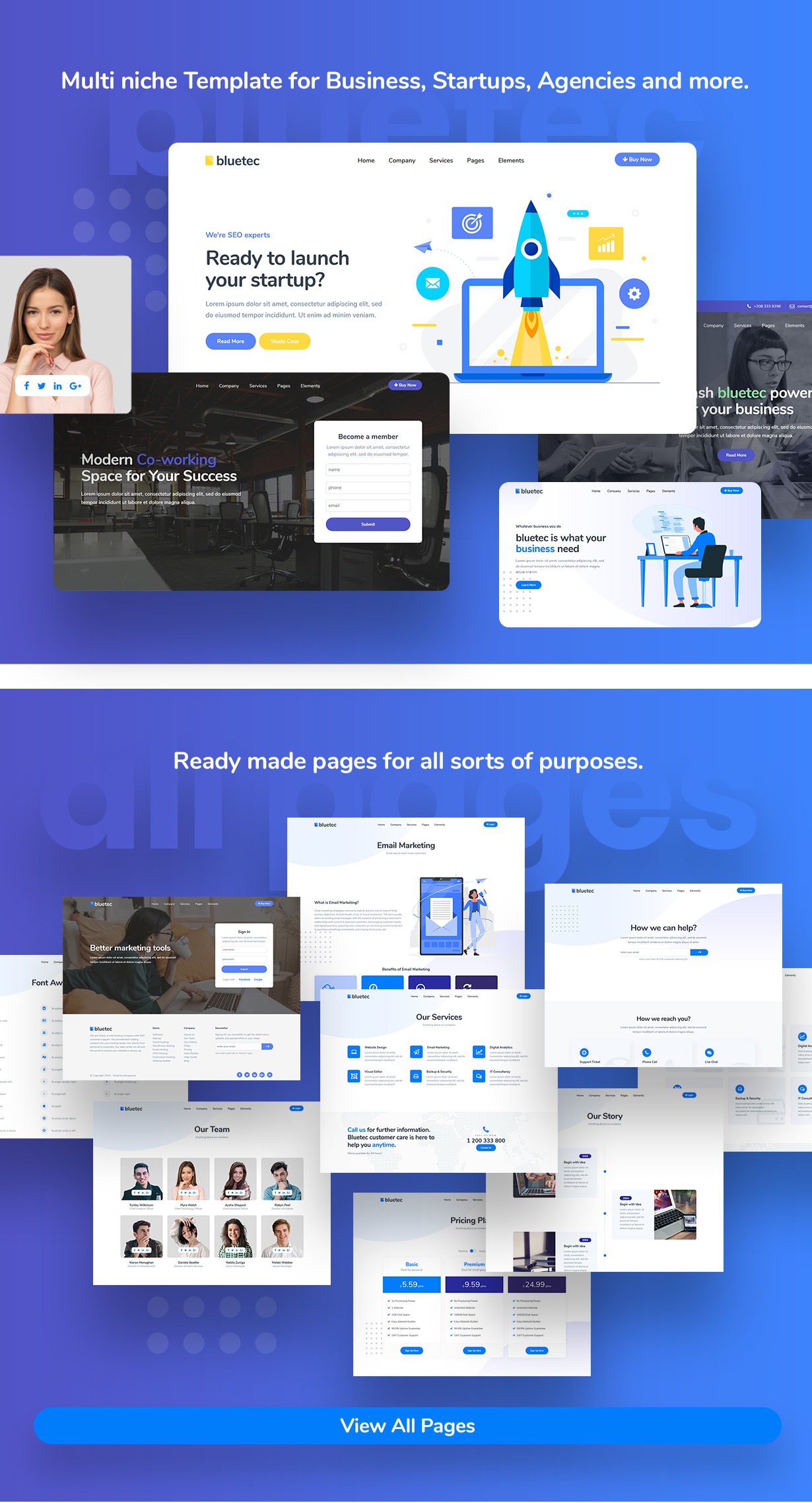 Bluetec - Saas, IT Software, Startup and Coworking Website Template - 1