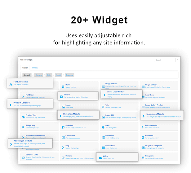support 20+ widget