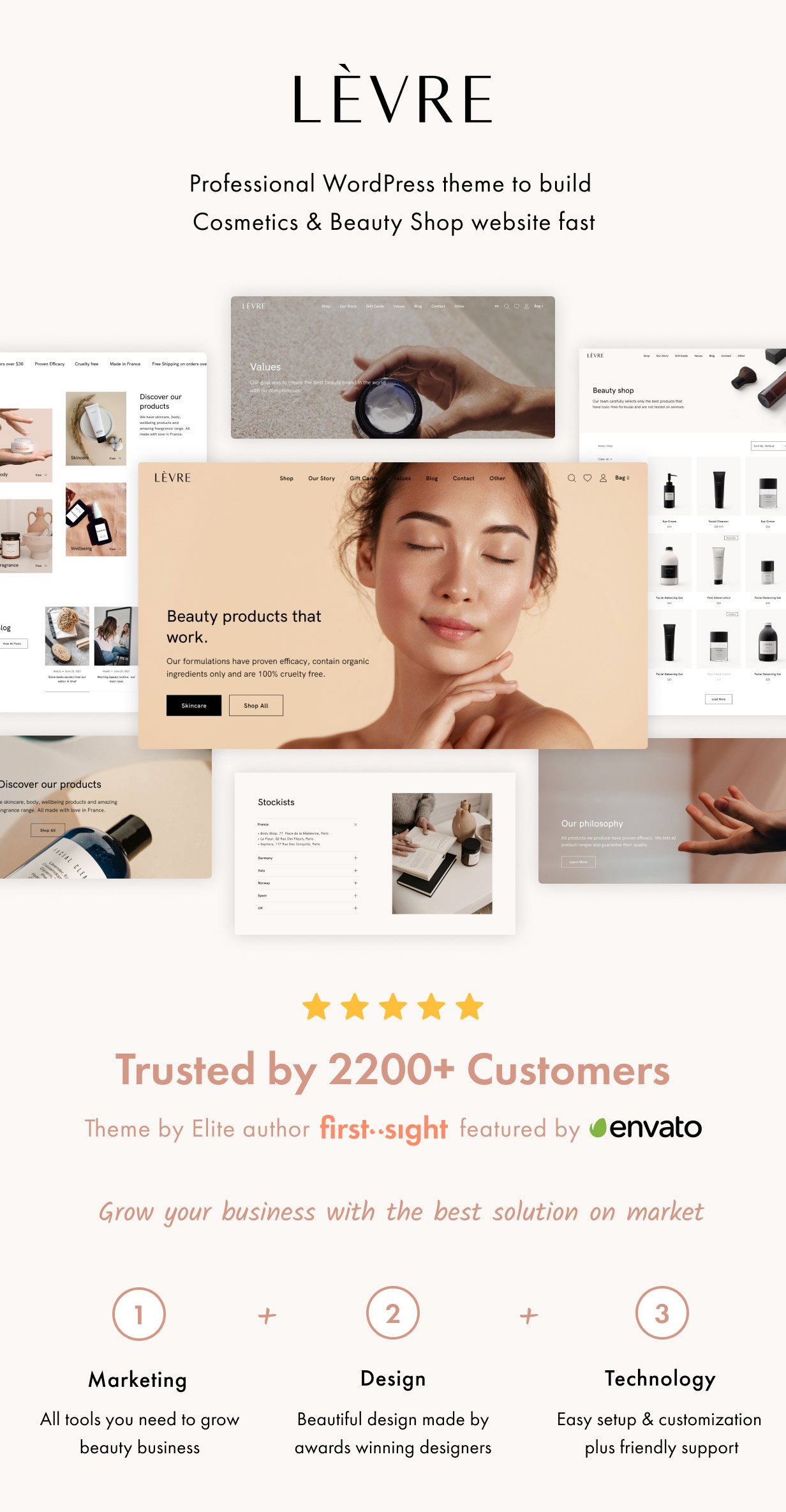 Levre — Beauty Cosmetics Shop - 32830328 Nulled Templates Levre WordPress Theme Presentation Image