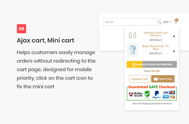 All-in-one shopify theme - ajax cart mini cart