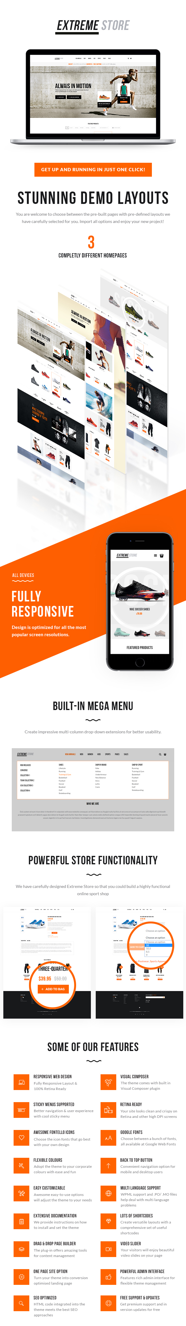 Sports Clothing & Equipment Store WordPress Theme  Description