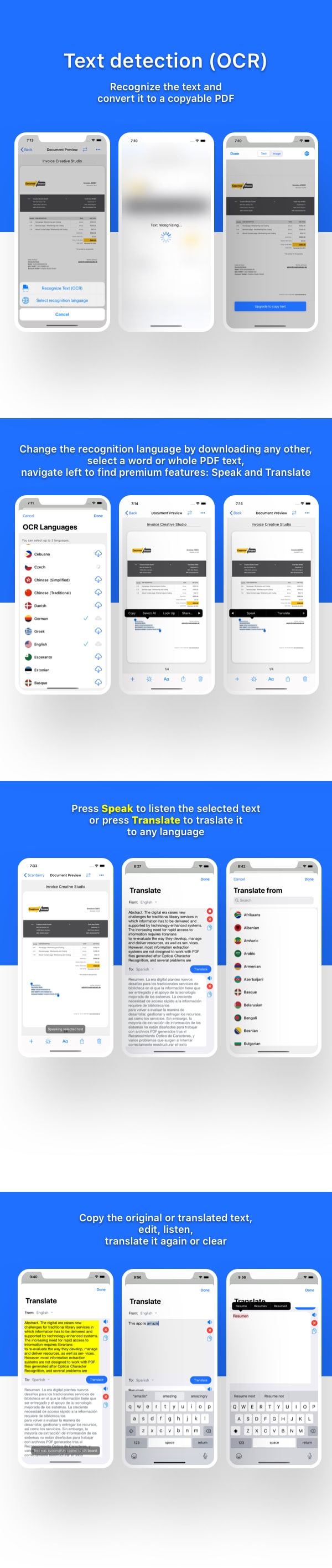 Scanberry, iScanner, Scanner PRO, OCR FREE, OCR iOS, Mister Grizzly, iOS Scanner, Scanner, Document Scanner, iOS Document Scanner, iTranslate, Scancode, Scanplus SDK, iOCR, Arabic