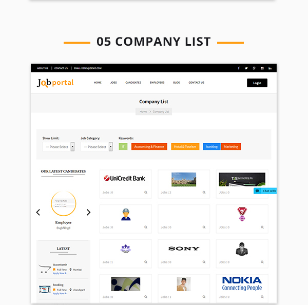 Job Portal Script company list