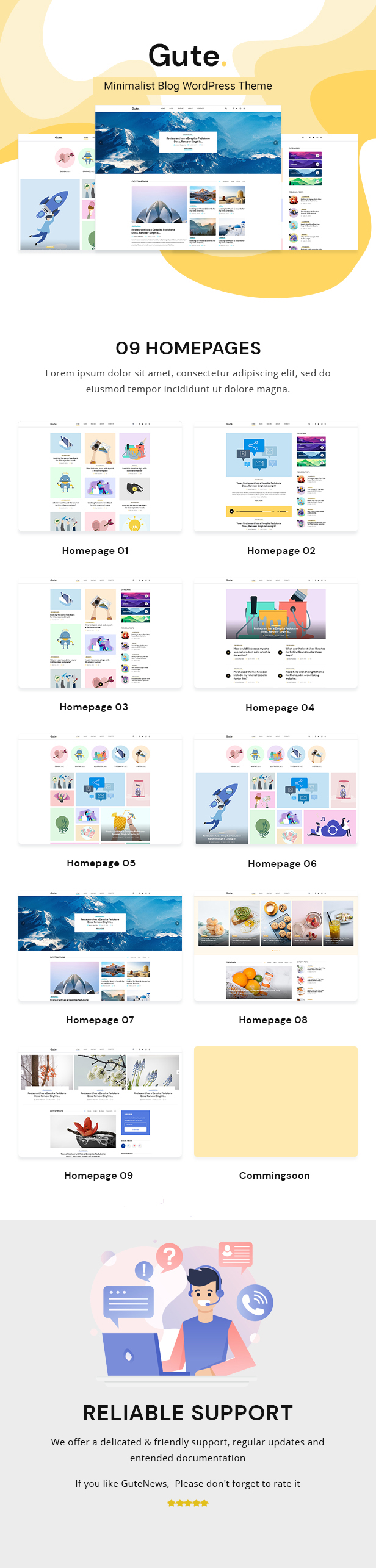 دانلود قالب وردپرس Gute - پوسته مینیمال و مدرن وبلاگی وردپرس