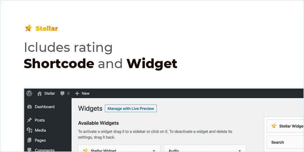 includes rating shortcode and widget