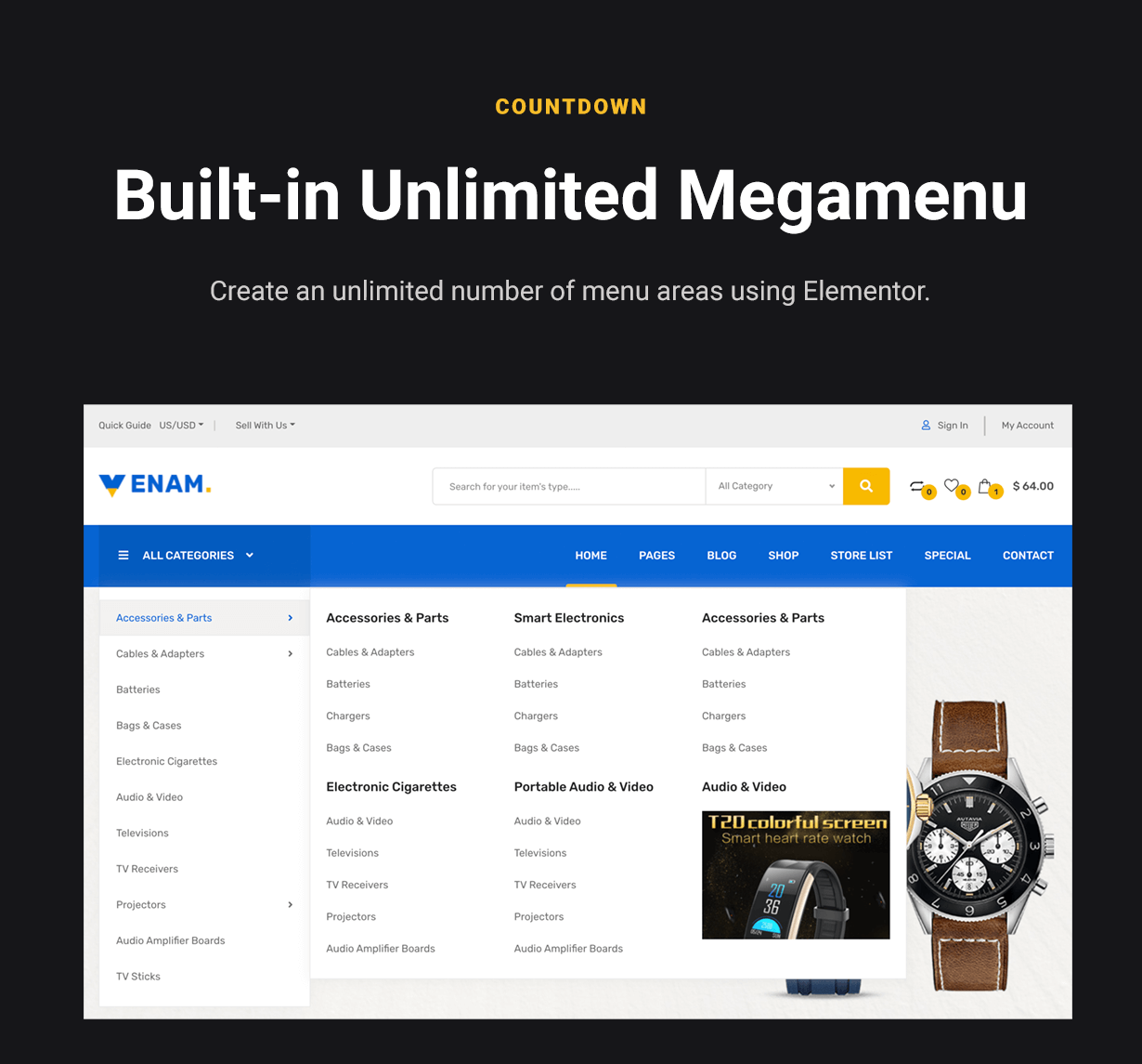 WordPress WooCommerce Mega Menu