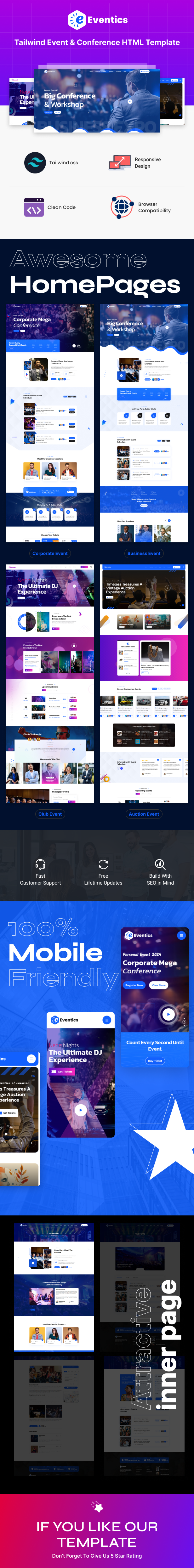 Eventics - Tailwind Event & Conference HTML Template