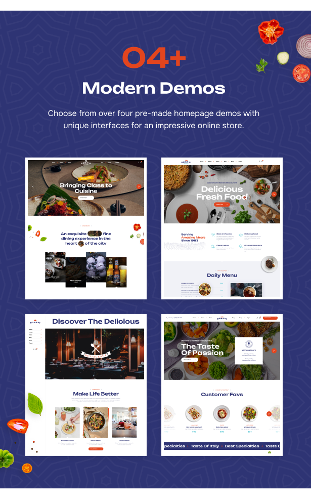 Yummy Homepage Designs for Your Restaurant Business