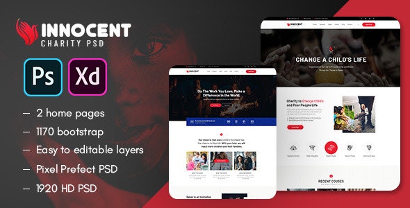 Innocent - Nonprofits Charity PSD & XD Template