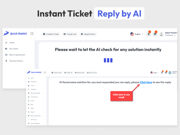 AI-Powered Support Ticketing System – Quick Rabbit with Knowledgebase & Live Chat