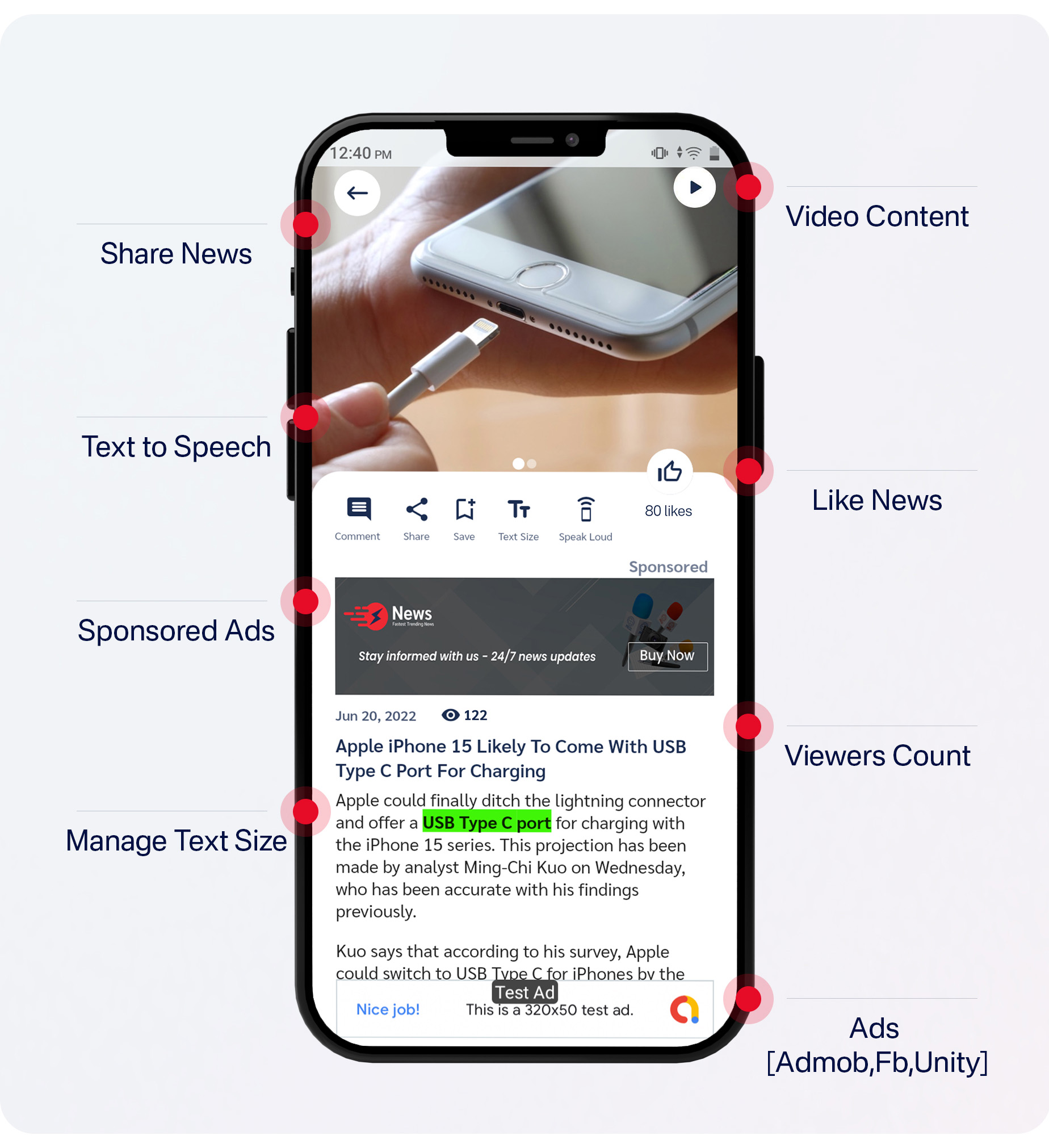 Aplicativo de notícias e Web -Flutter News App para Android e IOS |  Site de notícias com painel de administração - 17