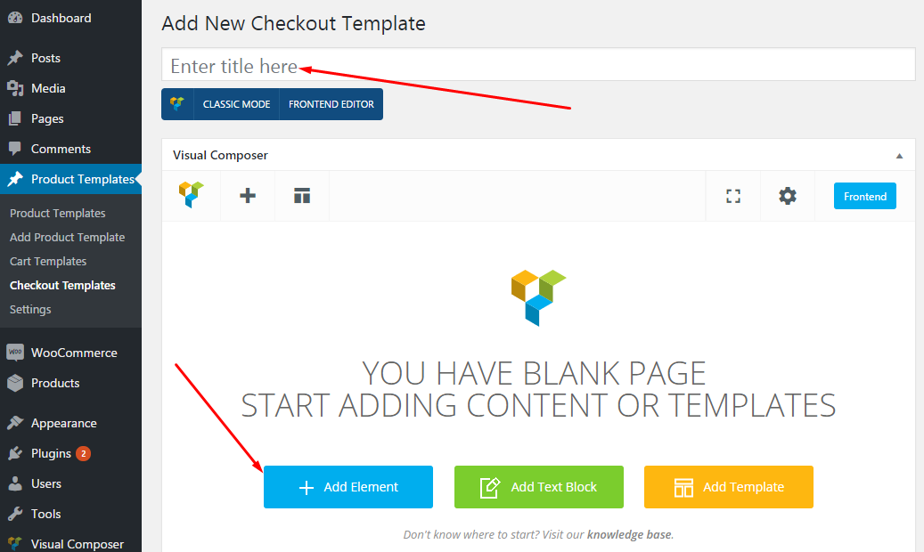 Checkout page templates