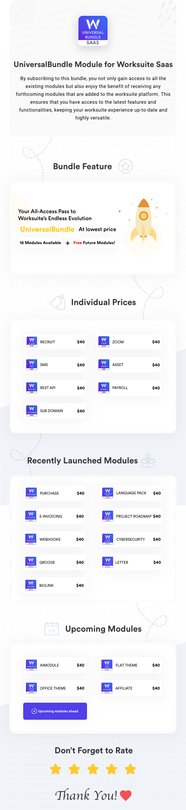 Universal Modules Bundle for Worksuite SAAS - 2