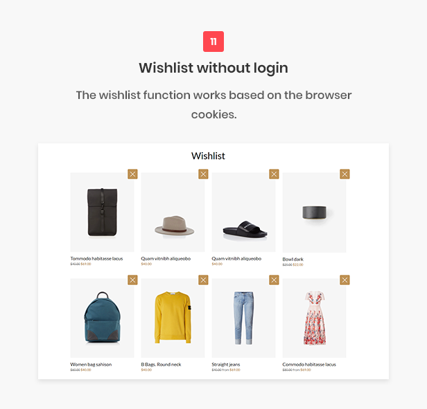 All-in-one shopify theme - Wishlist without login
