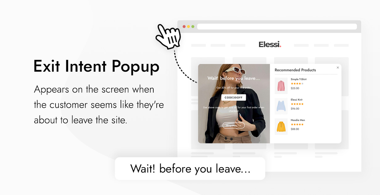 Elessi - WooCommerce AJAX WordPress Theme - Exit Intent Popup