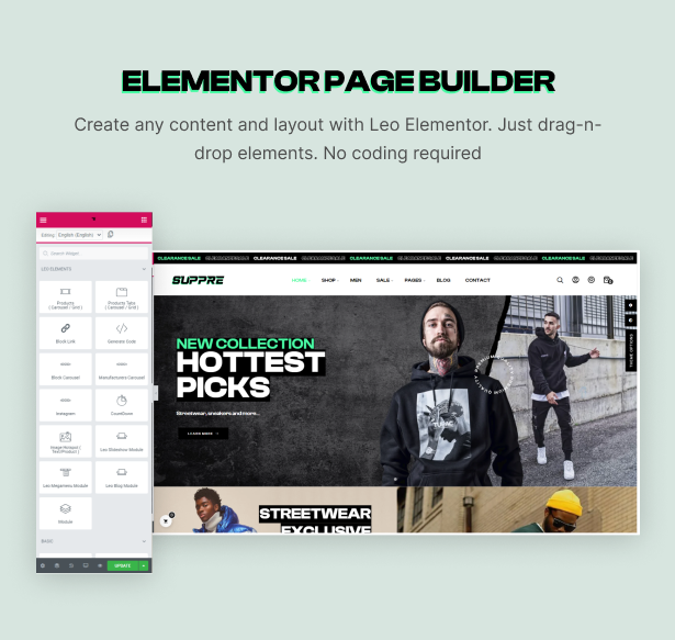 Leo Suppre Elementor - Prestashop 1.8 Theme For Streetwear & Hoodie Fashion Accessories Website