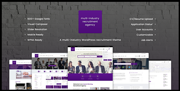 Recruitment Agency - Multi Industry | Responsive WordPress Theme