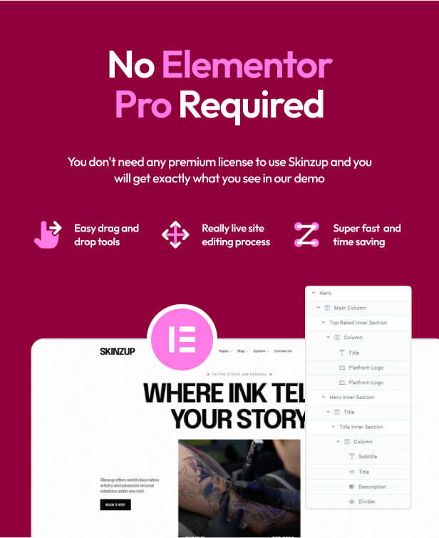 Skinzup - Tattoo Studio & Removal Elementor Template Kit - 2