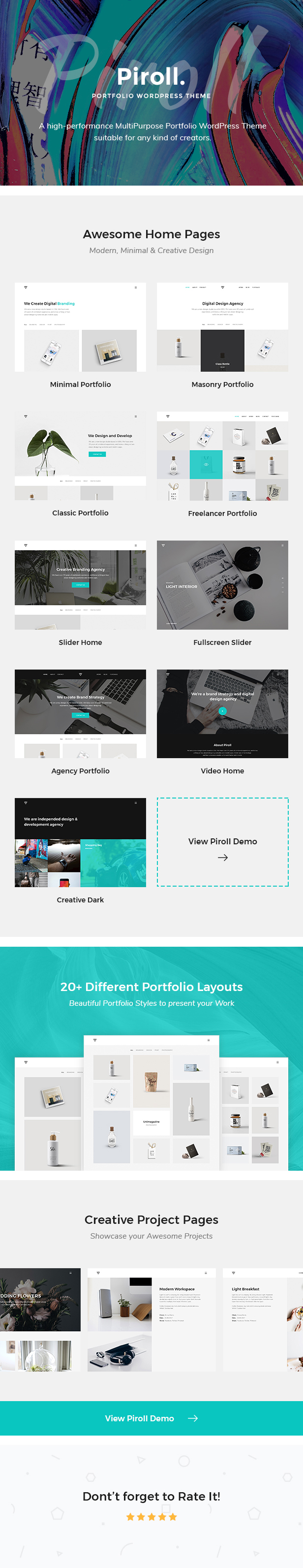 Piroll Theme Features