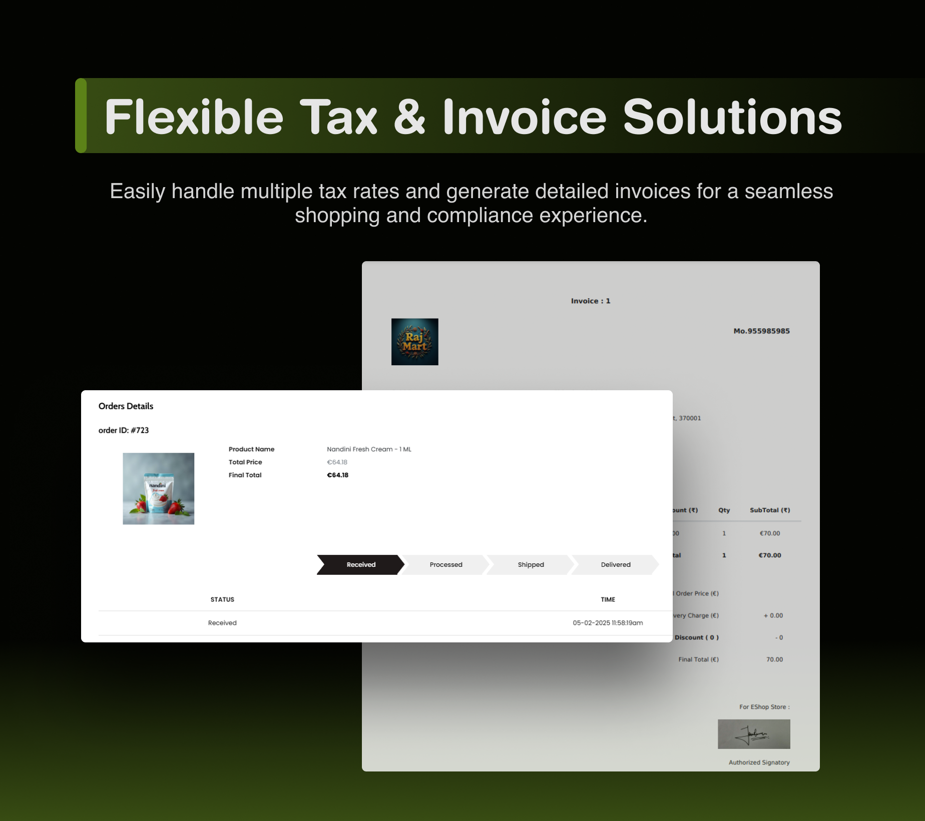 Taxes & Invoices - eShop Plus - Multi Vendor, Multi Store, Multi Currency | eCommerce CMS Website in Laravel & Livewire