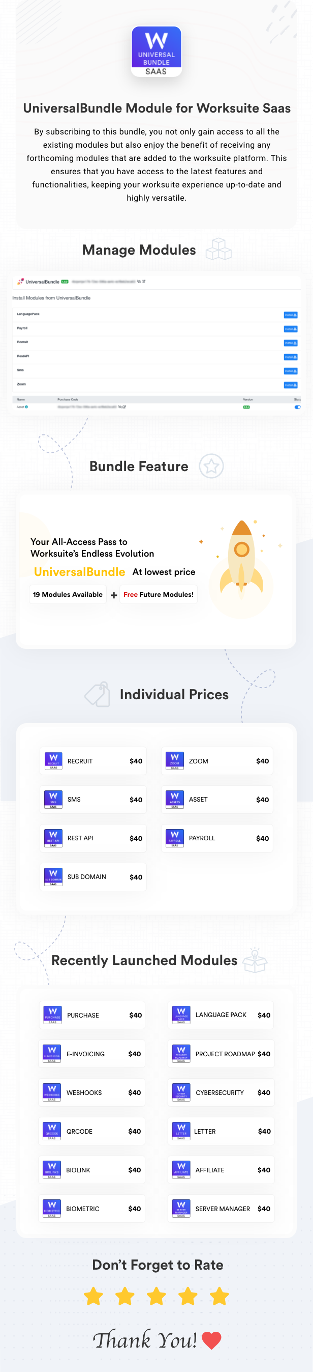 Universal Modules Bundle for Worksuite SAAS - 2