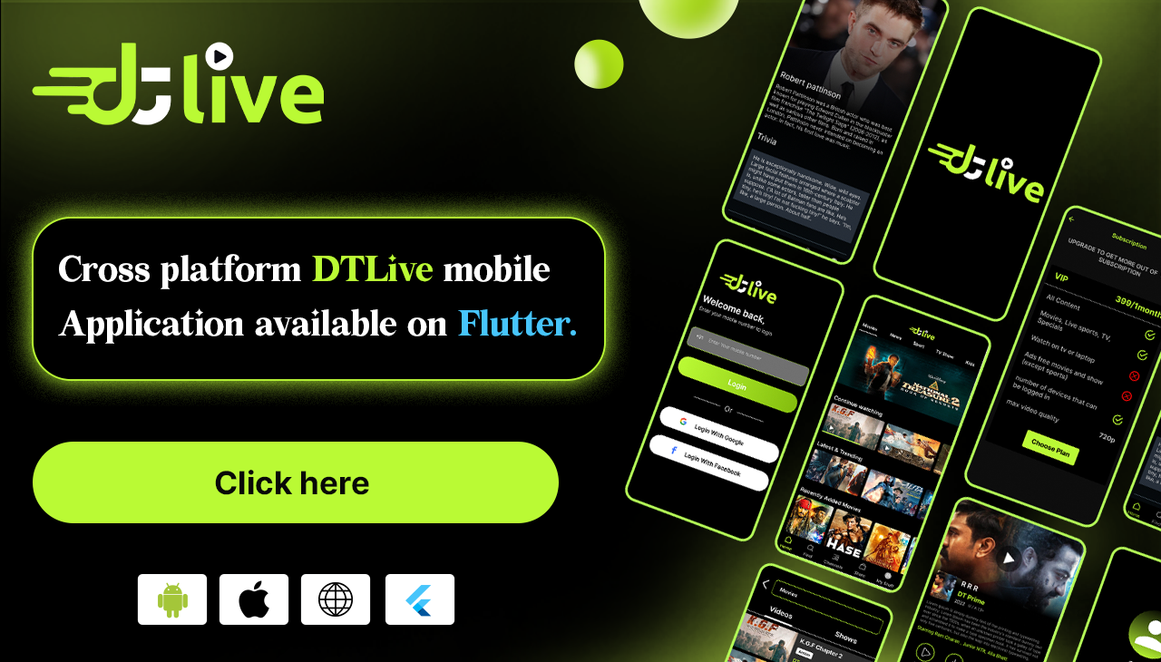 DTLive - Movies – TV Series – Live TV - Channels - OTT - Android app | Laravel Admin Panel - 5