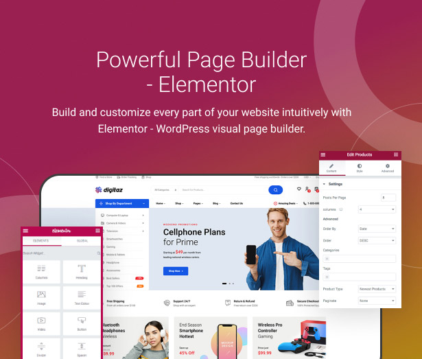 digitaz - electronics store wordpress theme elementor
