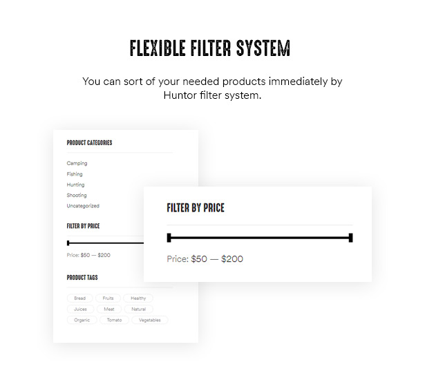 Huntor Hunting Shop WooCommerce Theme Filter System