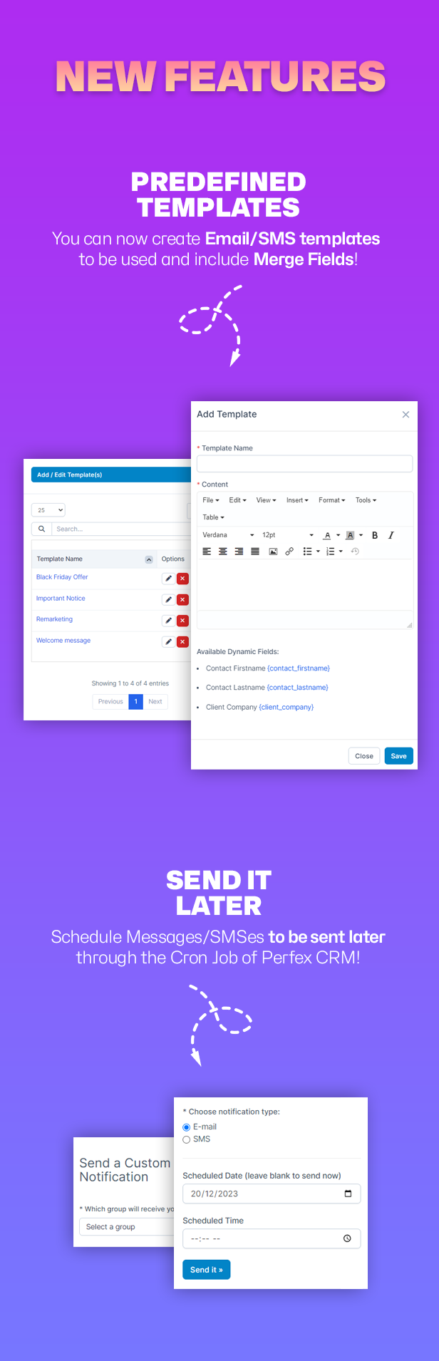 Custom SMS & Email Notifications module for Perfex CRM - 3