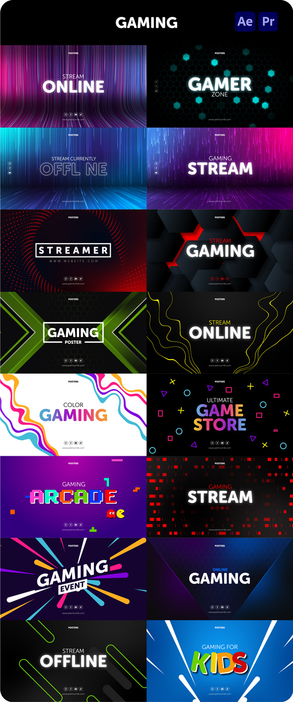 Posters Gaming, Openers ft. 2d & abstract - Envato Elements