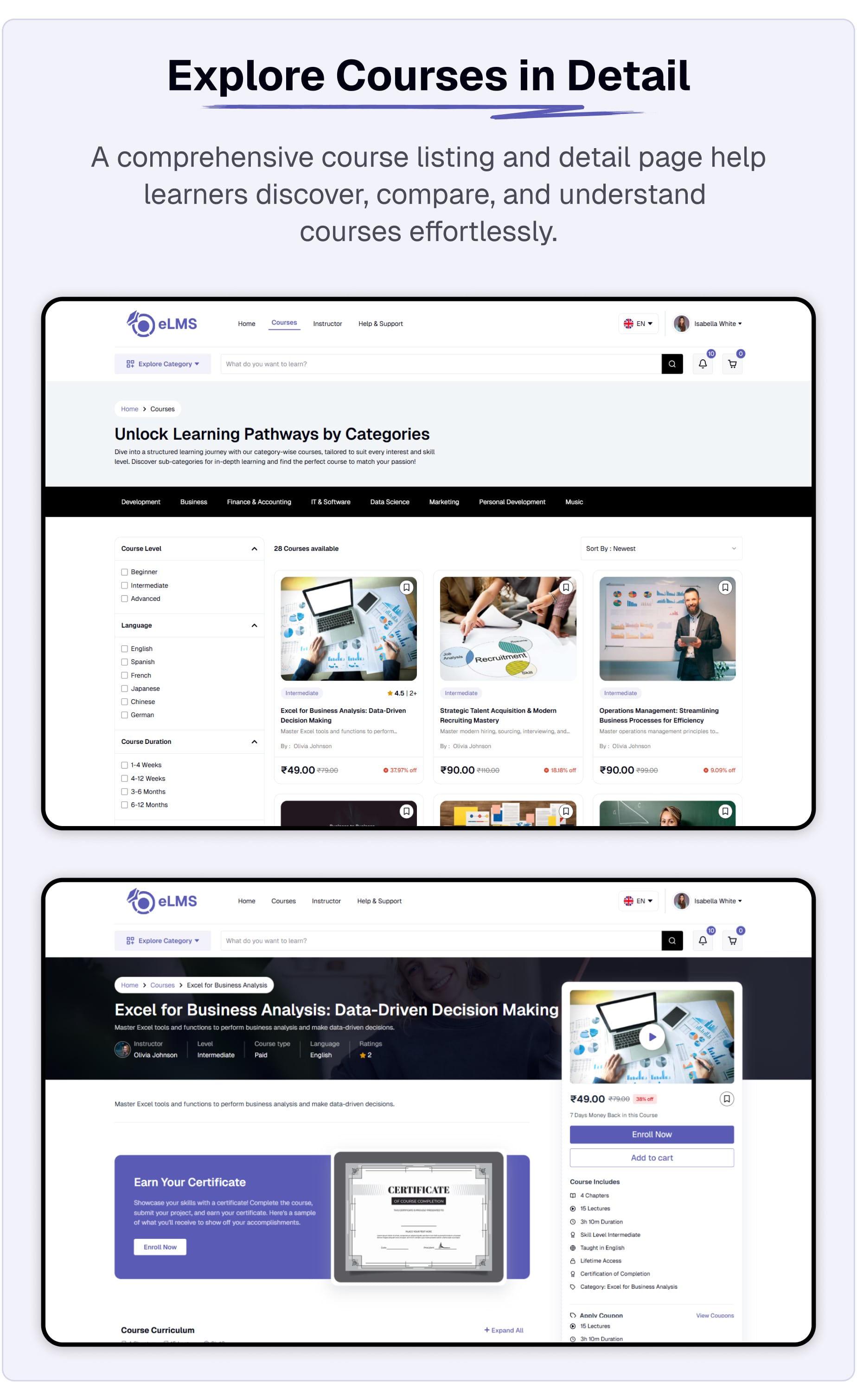 Explore courses in Details