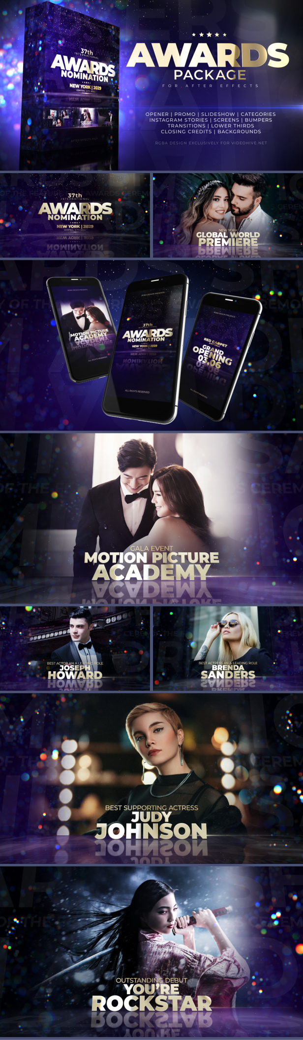 Golden Awards Ceremony Pack After Effects Video Pack