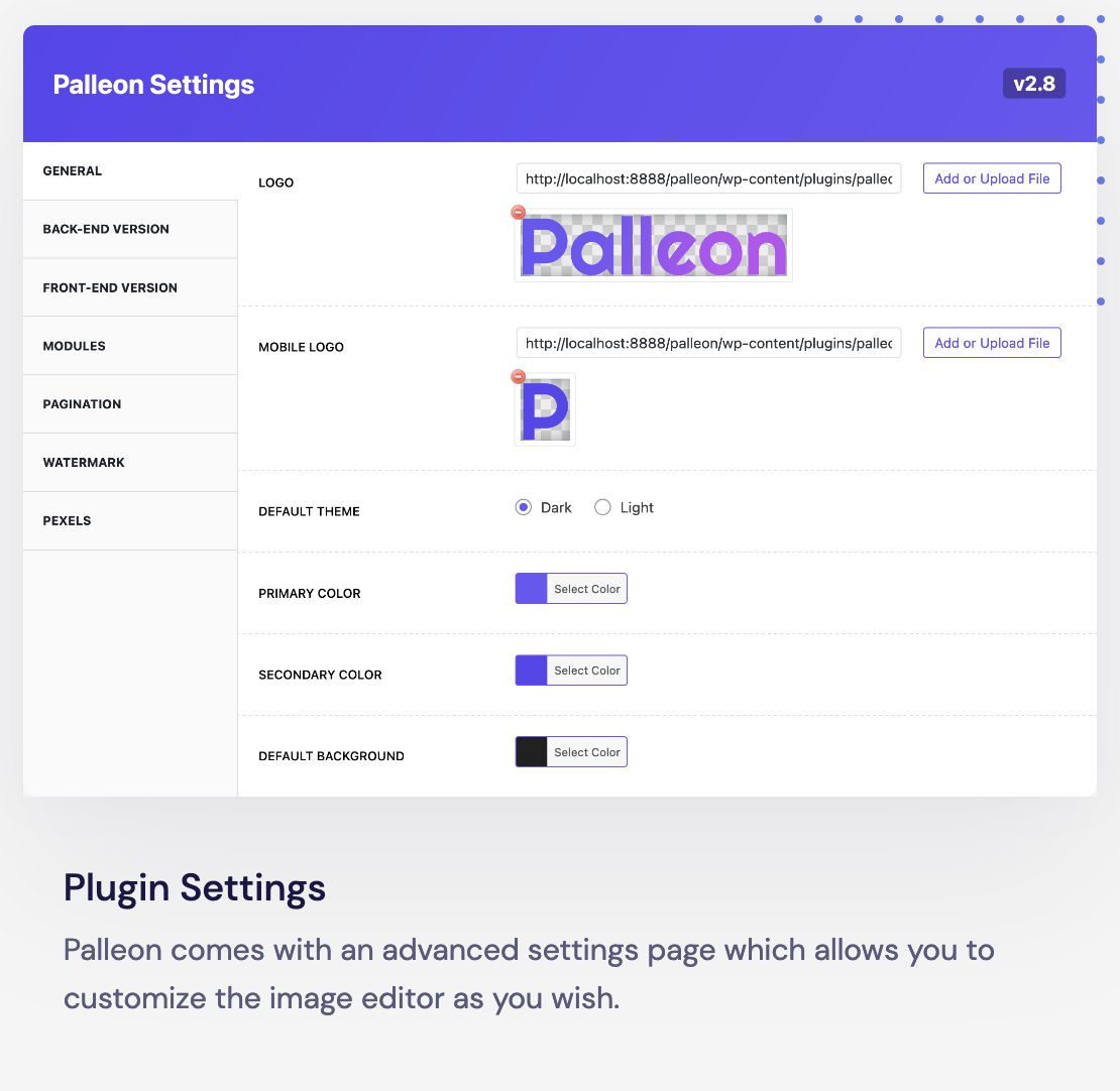 plugin settings