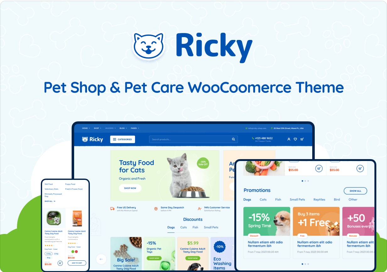 Ricky Theme Pet Shop & Care WooCoomerce Theme Theme