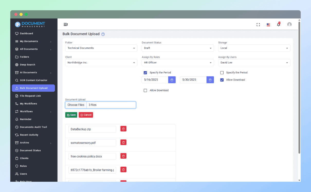 Bulk Documents Upload