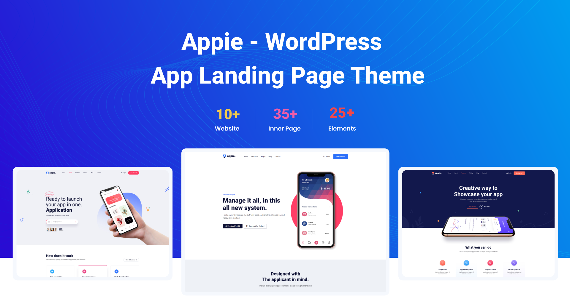 Appie - App Landing Page WordPress Theme