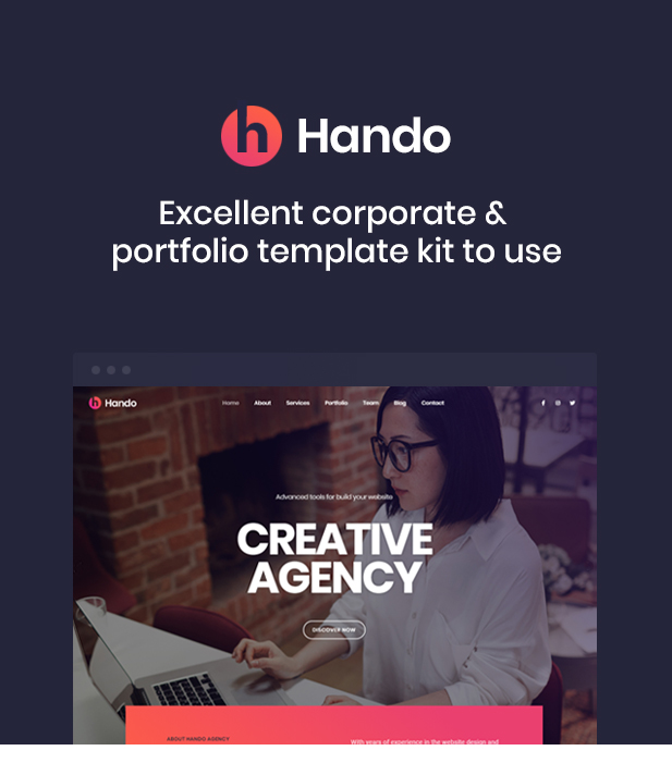 Hando - Corporate & Portfolio Elementor Template Kit - 1