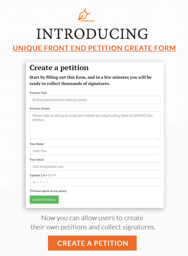 Appeal – Front End Petition creation