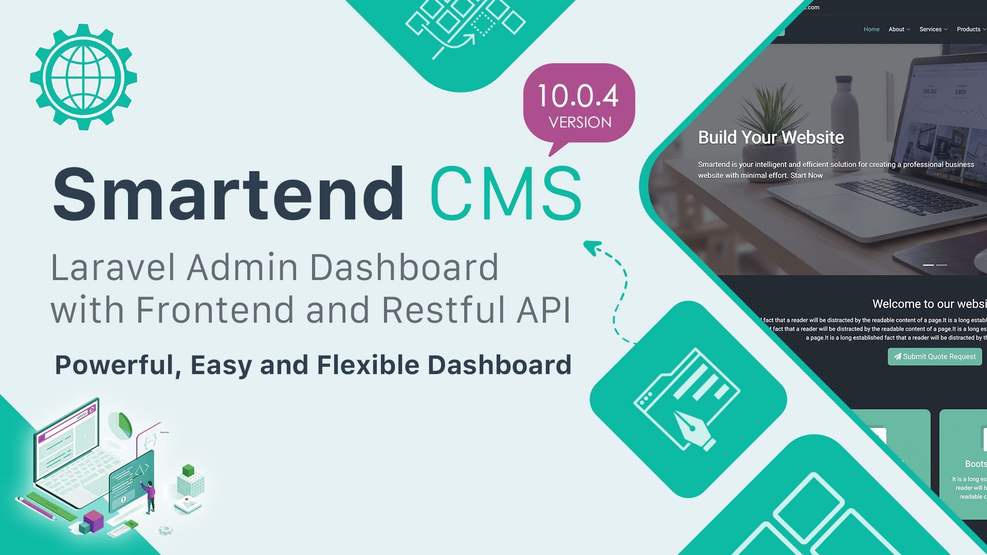 SmartEnd CMS - Laravel Admin Dashboard with Frontend and Restful API - 1