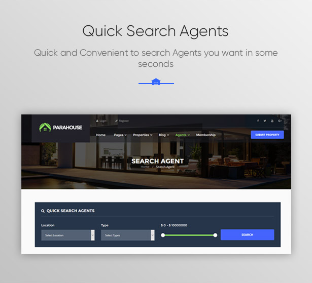 Quick Search Agents in Parahouse Real Estate WordPress Theme
