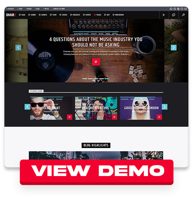 Onair2: Radio Station WordPress Theme With Non-Stop Music Player - 7
