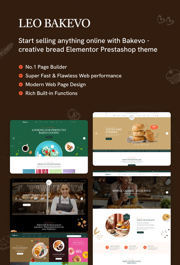 Leo Bakevo - Creative Bread Elementor Prestashop 8.x Template for  Any Online store