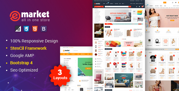 eMarket -Responsive Multipurpose StenCil BigCommerce Theme with Advanced Theme Option