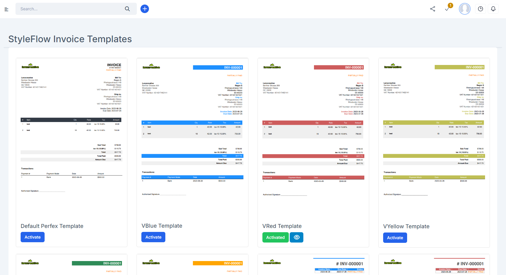 Invoice Templates For Perfex CRM - 1