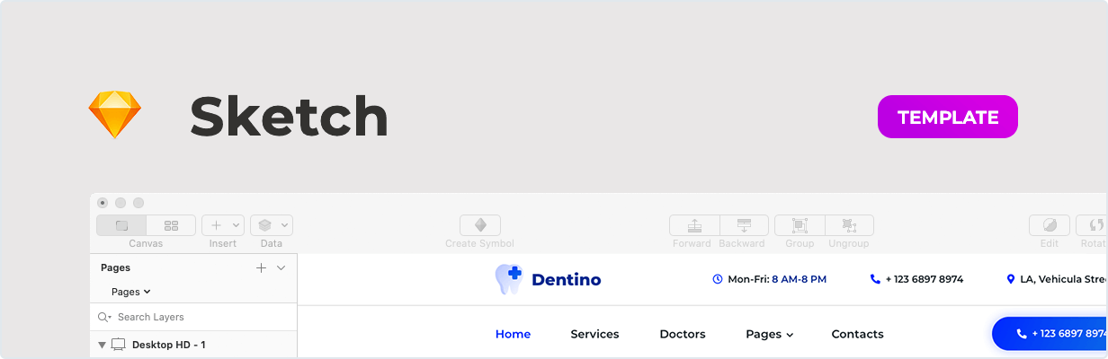 Dentino – Dental Clinic Template for Sketch