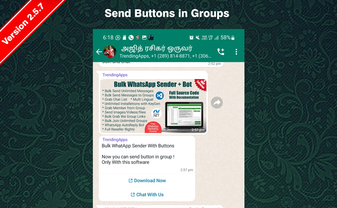 Bulk WhatsApp Sender + Button Sender + Group Sender + WhatsApp Auto Reply Bot - 1