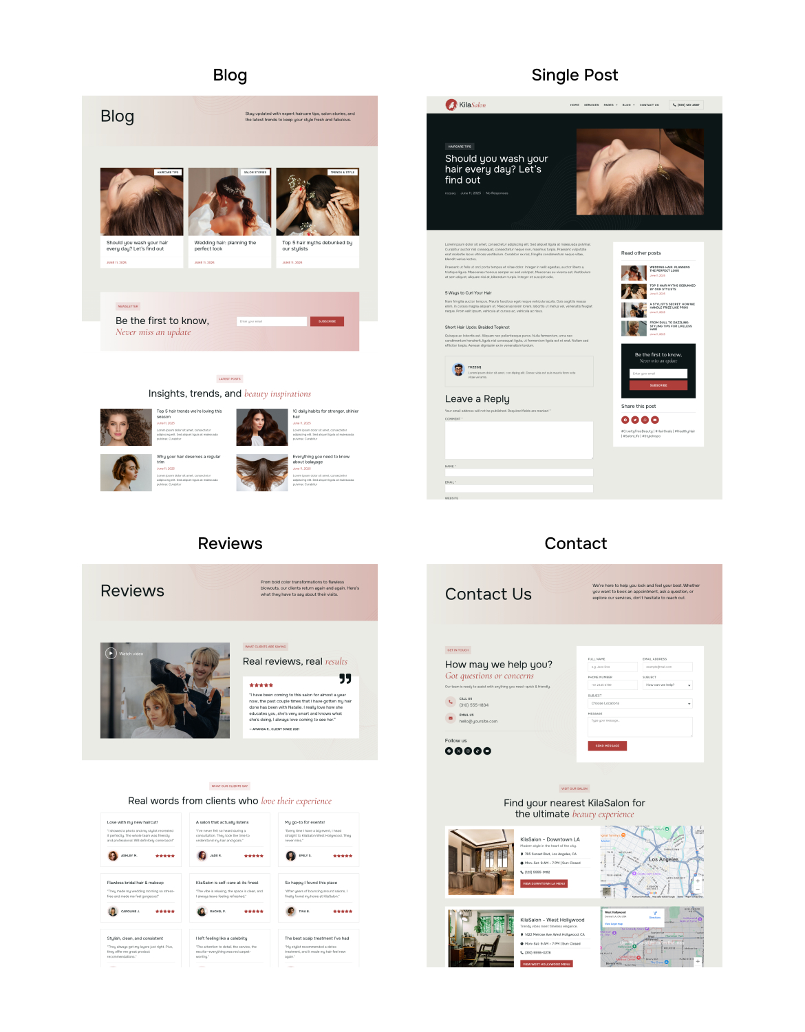 KilaSalon - Hair and Beauty Salon Elementor Template Kit - 2