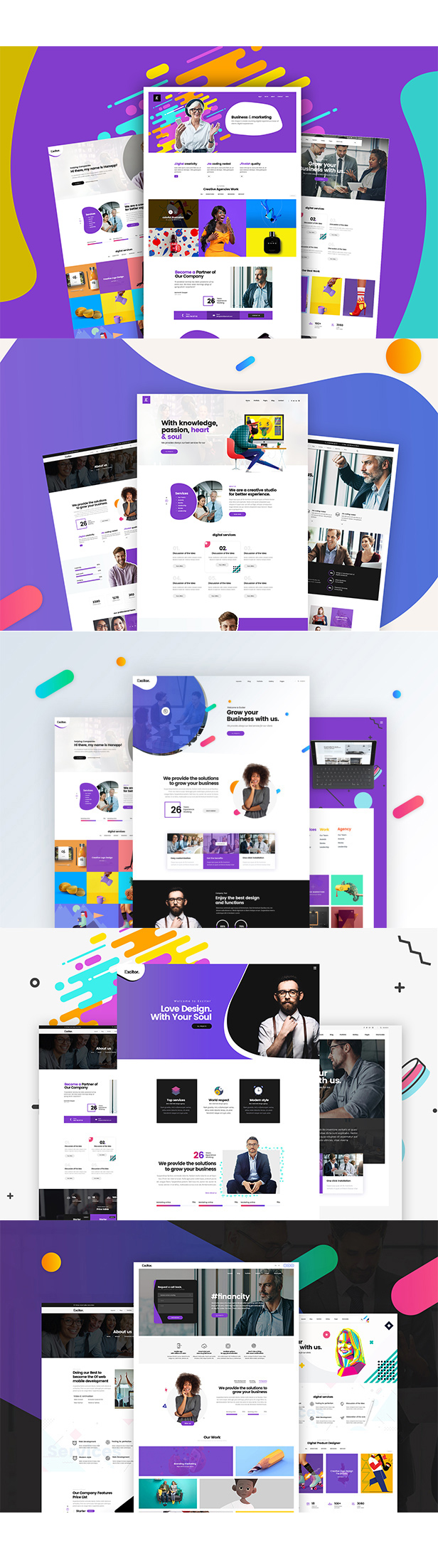 Excitor - Creative & Clean Multipurpose Business, Portfolio, Agencies PSD Template - 1