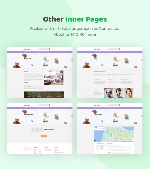 BerryKid Baby Store WordPress Theme Inner Pages